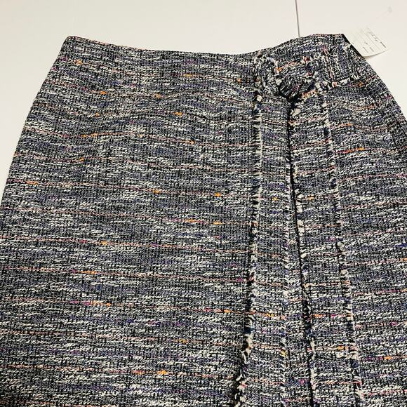Emerson Rose Purple & Black Multicolor Tweed Raw Edge Pencil Skirt Women Sz 6 - Picture 3 of 12